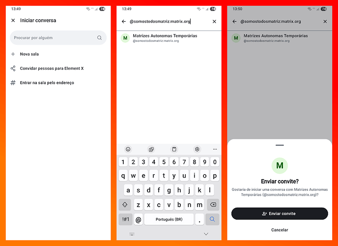 Buscando por alguém e enviando um convite pra iniciar uma conversa